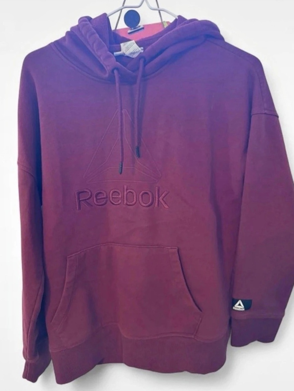 Reebok Men'Small Logo Pullover Fleece Hoodie Purple Small